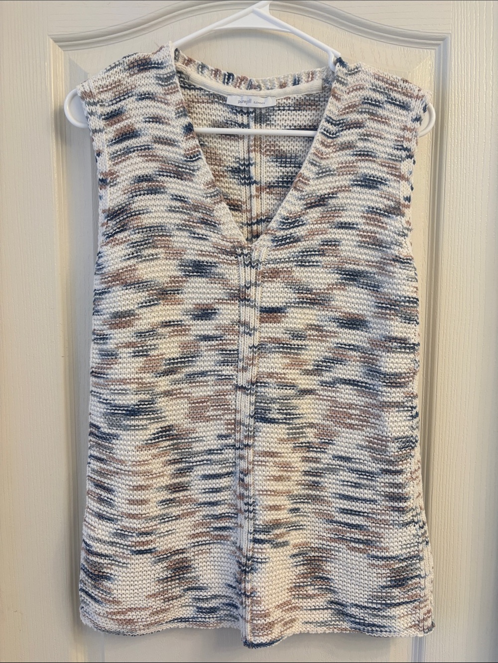 Pure Jill V-Neck Knit Top in Cream